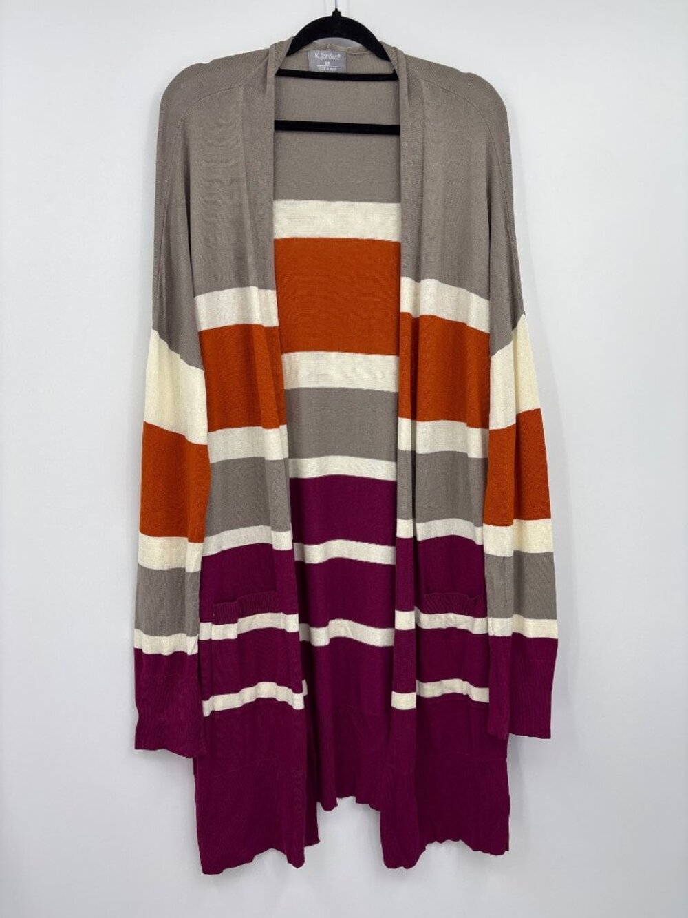 K Jordan Open Front Duster Sweater Cardigan Multi Color 1X